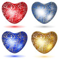 Set of shiny hearts with curls