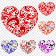 Set of hearts made curls