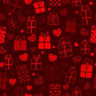 Seamless pattern of hearts and gift boxes N3