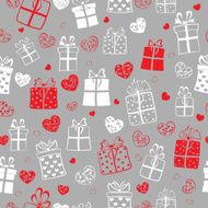 Seamless pattern of hearts and gift boxes N6