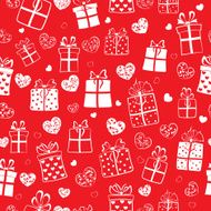 Seamless pattern of hearts and gift boxes N8