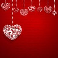Background with hanging hearts