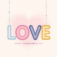 Happy Valentine&#039;s Day celebration with hanging text