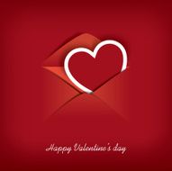 Valentine&#039;s day card in an envelope blending into red