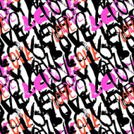 Pattern with hand painted words love N10