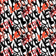 Pattern with hand painted words love N11