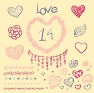 Vector large creative set of Valentines day N6