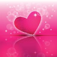Heart shape with its reflection to the Valentine's day