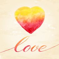 Watercolor heart for greeting card N2