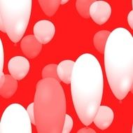 White and pink air balloons on red background