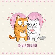 Happy Valentines Day card with cute Cats