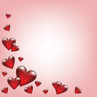 pink background with glass hearts