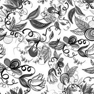 Floral monochrome seamless background N2