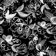 Floral monochrome seamless background N3