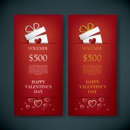 Valentine&#039;s day gift card voucher template with traditional background N3