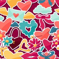 Pattern with Valentine&#039;s and Wedding stickers N2