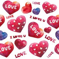 Watercolor hearts painting illustration