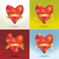 Red shiny heart Love wedding and Valentine&#039;s Day celebration concept