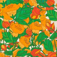 Floral spring background with swirls and flowers