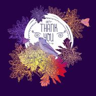 Greeting Card with Birds and Chrysanthemums