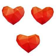 Polygonal geometric red heart N2