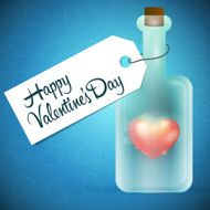 Glass bottle with red heart inside N3