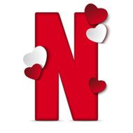 Alphabet Letters With Red Heart Valentine Day N13