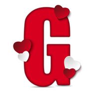 Alphabet Letters With Red Heart Valentine Day N19