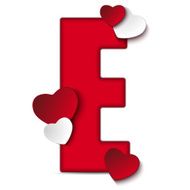 Alphabet Letters With Red Heart Valentine Day N21
