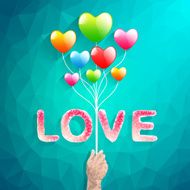 Heart balloon and Polygon hand abstract love vector illustration