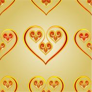 Seamless texture heart vintage gold background vector