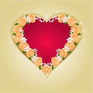 Heart with tea roses vector