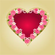 Heart with pink roses vector