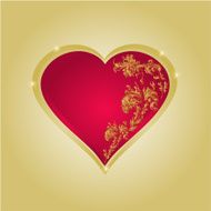 Heart with gold ornaments vintage vector