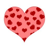 Vector Cartoon Red Heart with Love Pattern Fill N2