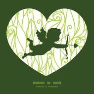 Vector abstract swirls texture shooting cupid silhouette frame pattern invitation N2