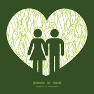 Vector abstract swirls texture couple in love silhouettes frame pattern