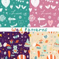 Set of vintage wedding seamless pattern N2