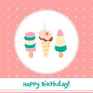 Greeting card with cute ice creams N2