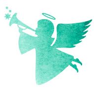 watercolor silhouette of an angel watercolor painting on white background N15