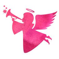 watercolor silhouette of an angel watercolor painting on white background N16