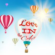 Couple in hot air hearts balloons EPS 10 N2