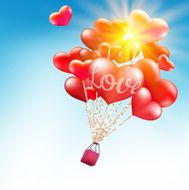 Couple in hot air hearts balloons EPS 10 N3