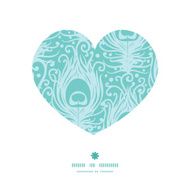 Vector soft peacock feathers heart silhouette pattern frame