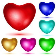 Set of textured hearts