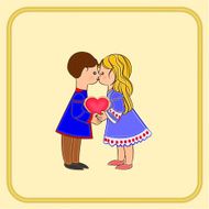 Valentines Day children and hearts vector N2