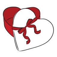 drawing heart with ribbon bow