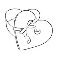drawing heart with ribbon bow N2