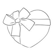 drawing heart with big ribbon bow and tag N2