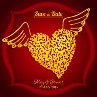 Save the date card with watercolor flying heart N2